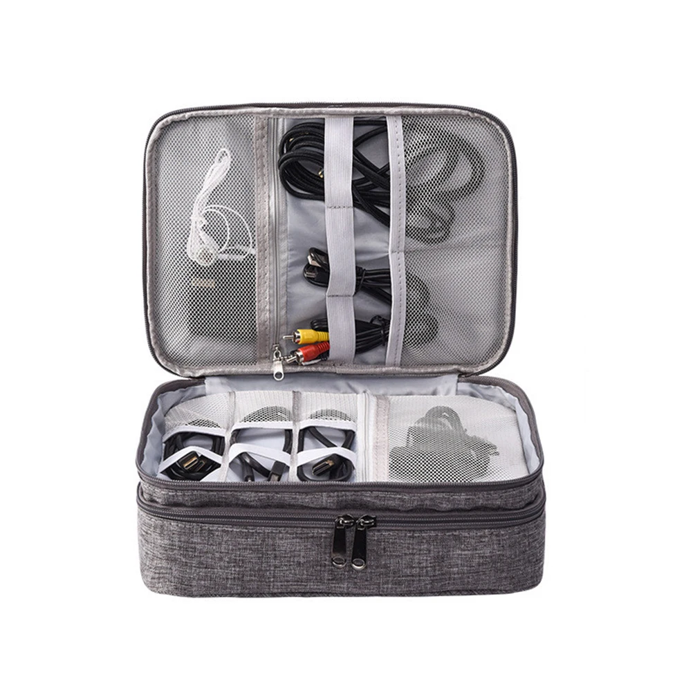 

3 Layers Waterproof Travel Storage Bag For Data Cables Power Banks Usb Devices Scratch Resistant Lightweight Electronics