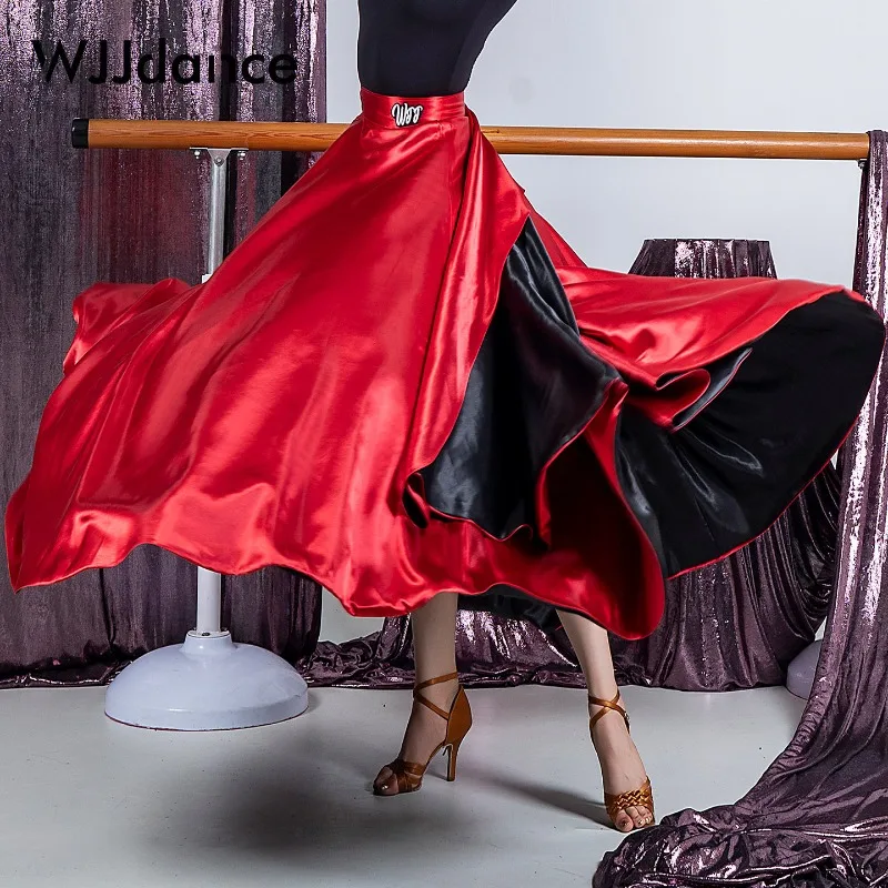 Capa de flamenco personalizada WJJdance para mujer, nueva pañuelo de cadera para actuación de baile latino, correa 360 ° Falda amplia con vuelo
