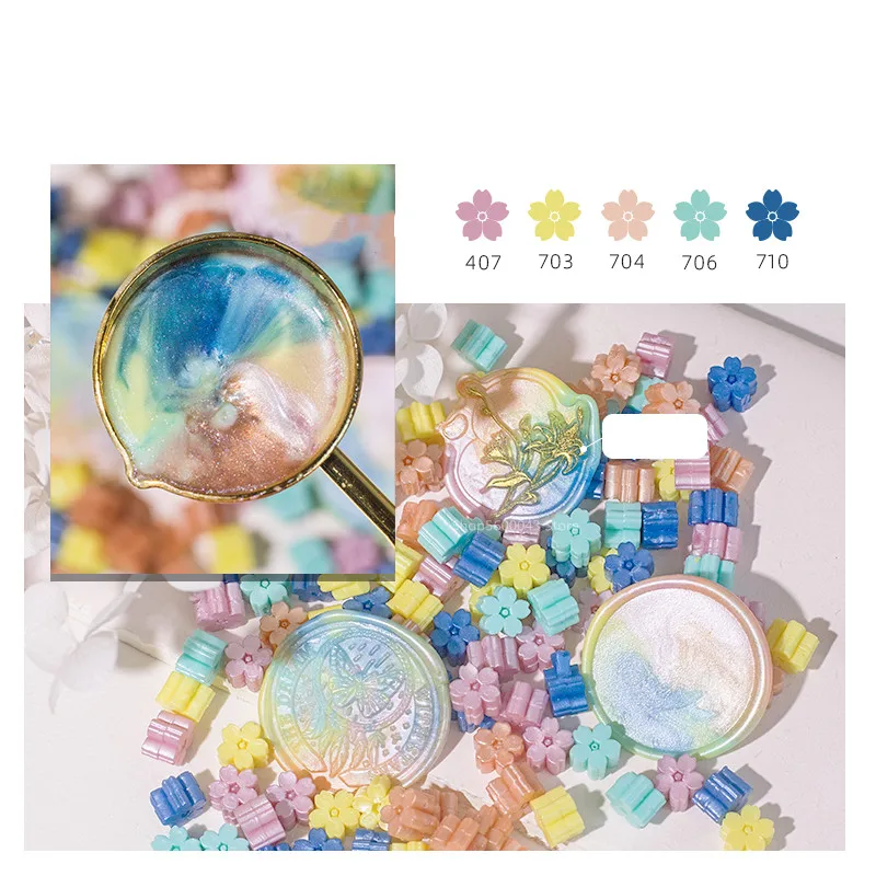 Gemengde Kleur Glitter Sakura Lakzegel Stempel Kralen DIY Gift Envelop Huwelijksuitnodiging Oude Zegel Wax Stempel Maken Gereedschap
