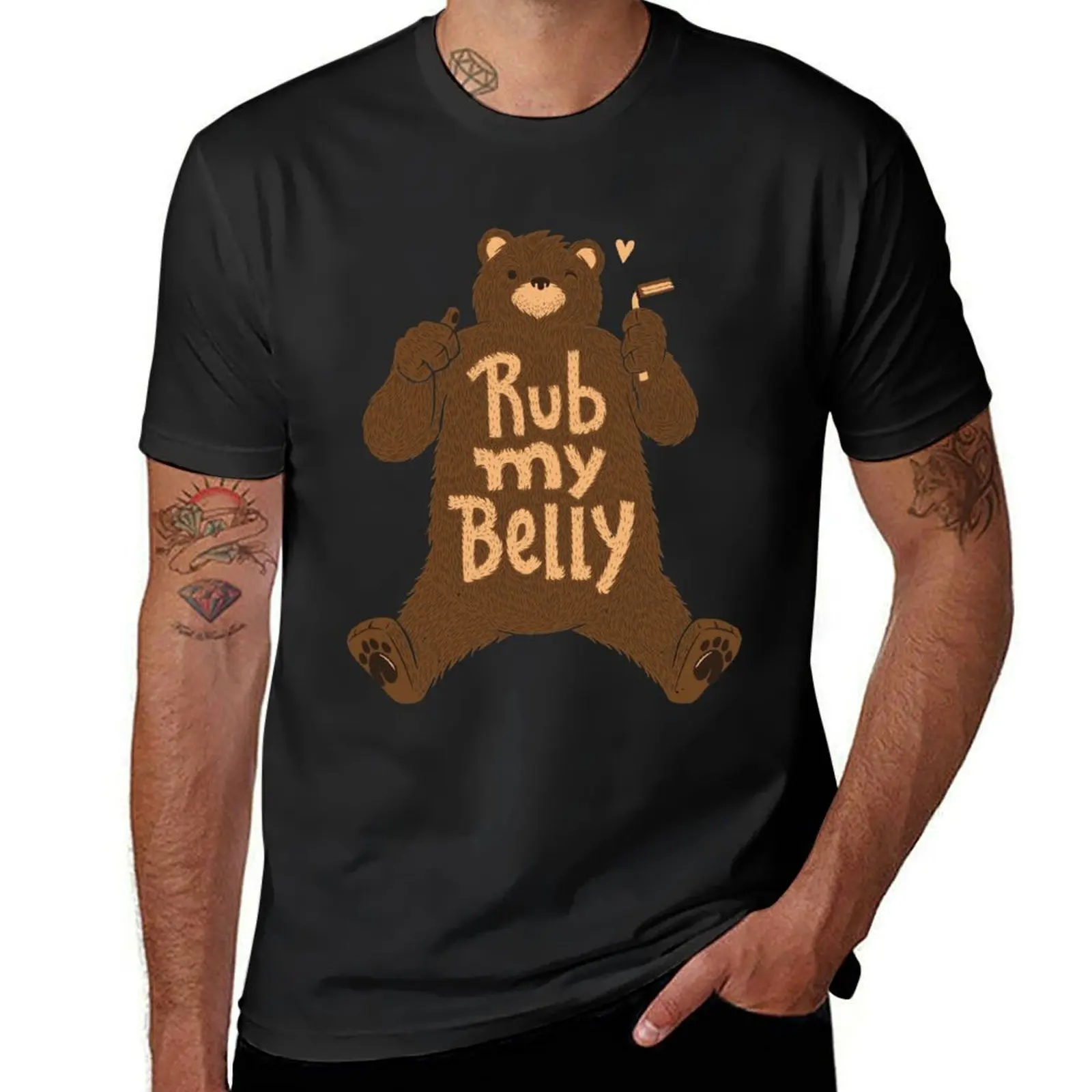 Rub My Belly T-Shirt Short sleeve tee customs design your own boys animal print tops mens graphic t-shirts anime