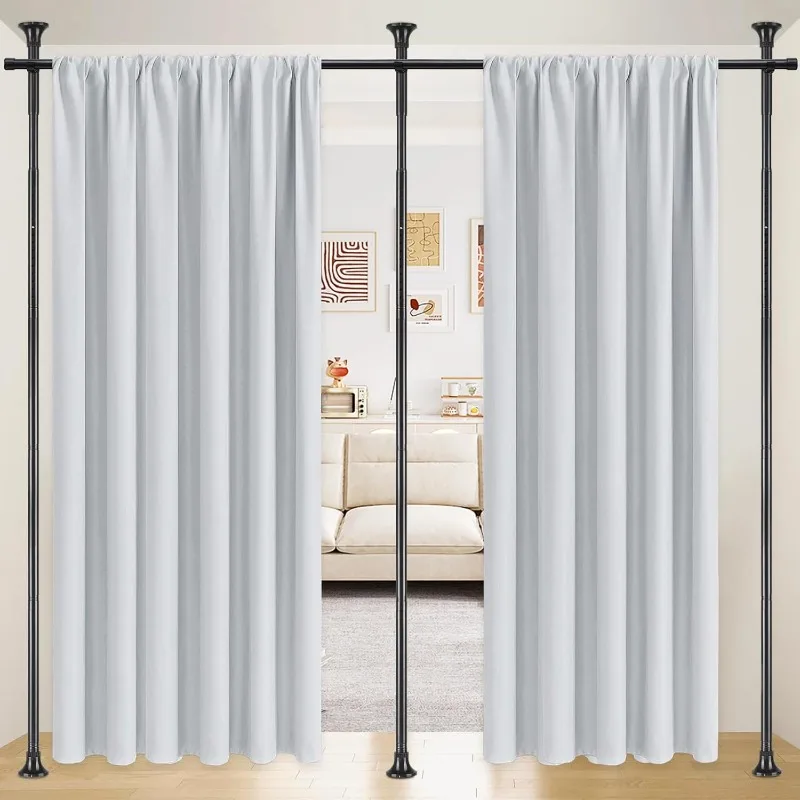 

Room Divider Curtain Rod, No Drilling Rod, 48-120inch (H) 28-144inch(W) Adjustable Partition Hanging Room Dividers