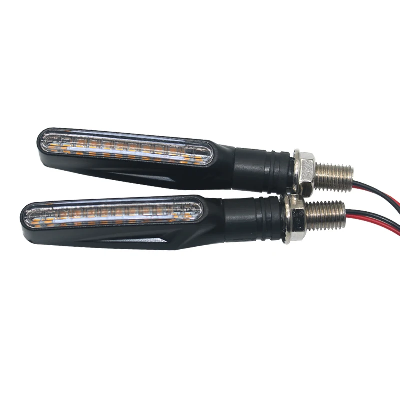 1 Pair Universal Motorcycle LED Turn Signal Indicators – Amber Blinker Lamps, Black Housing