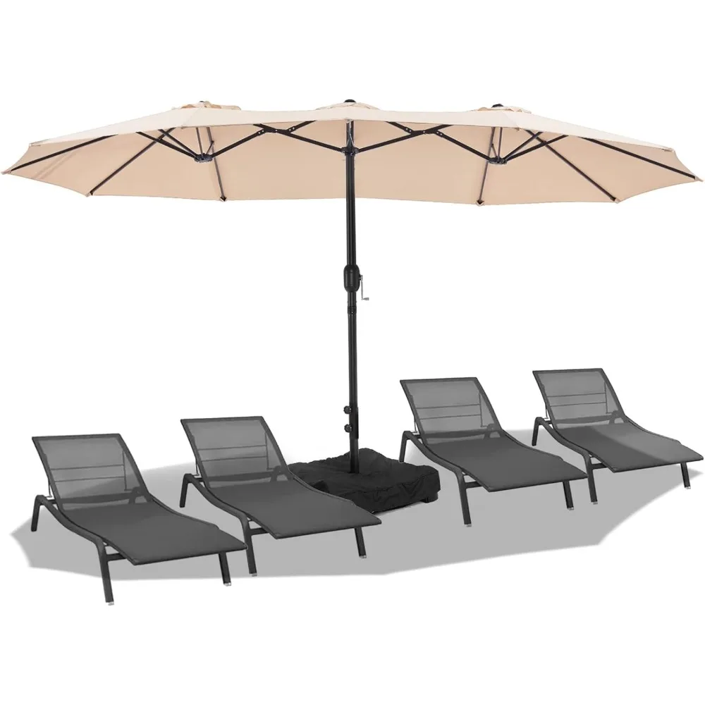 

15ft Large Patio Umbrellas with Base Included, Outdoor Double-Sided Umbrella with Crank Handle, Powerful UV Protective, for Poo