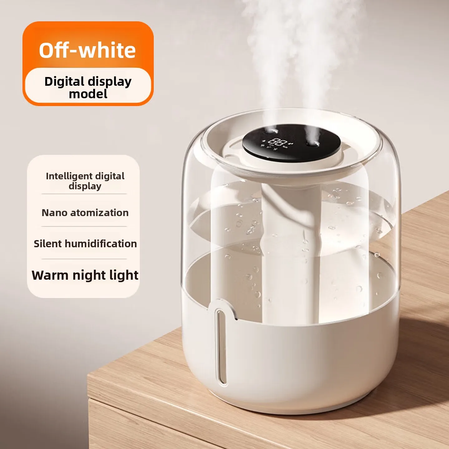 6.8L Desktop Humidifier, Dual Mist Spray with Digital Display 3 Mode Output Night Light for Bedroom Office Home Daily Use