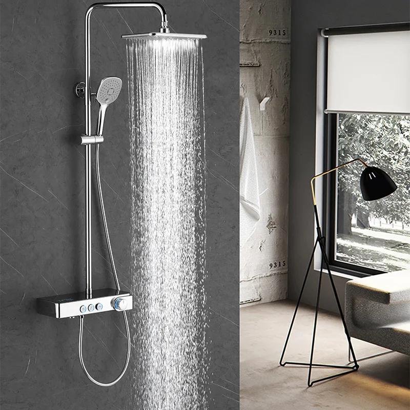 

Новый термостат для ванной комнаты, 3-функциональный настенный хромированный смеситель для душа с ручным управлением