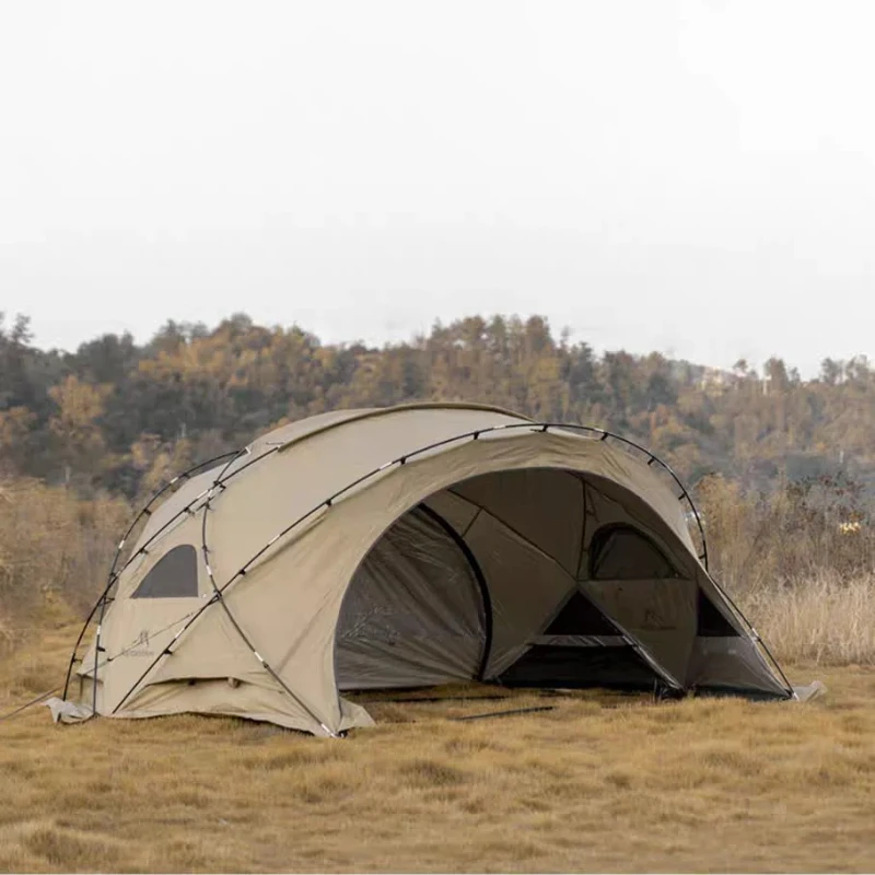 

Dome tent outdoor tent tunnel double open camping Oxford cloth waterproof sunscreen tent