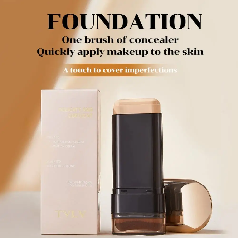 TVLV Podkład w sztyfcie do konturowania, jedwabista konsystencja, pełne krycie, długotrwały, wodoodporny, rozjaśniający koloryt skóry, kremowy korektor do makijażu