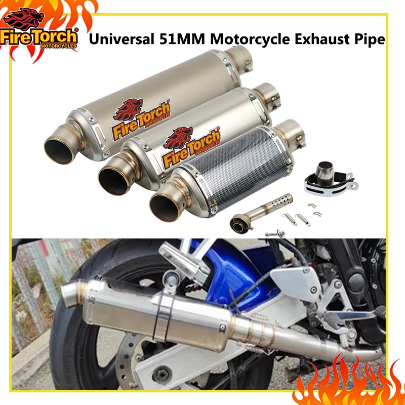 Universeller 51mm Motorrad-Auspuff-Schalldämpfer für R3 MT07 FZ1 NC700 R7 TMAX500 Z900 Z400 Z500 CBR1000 GSXR1000 mit DB-Killer
