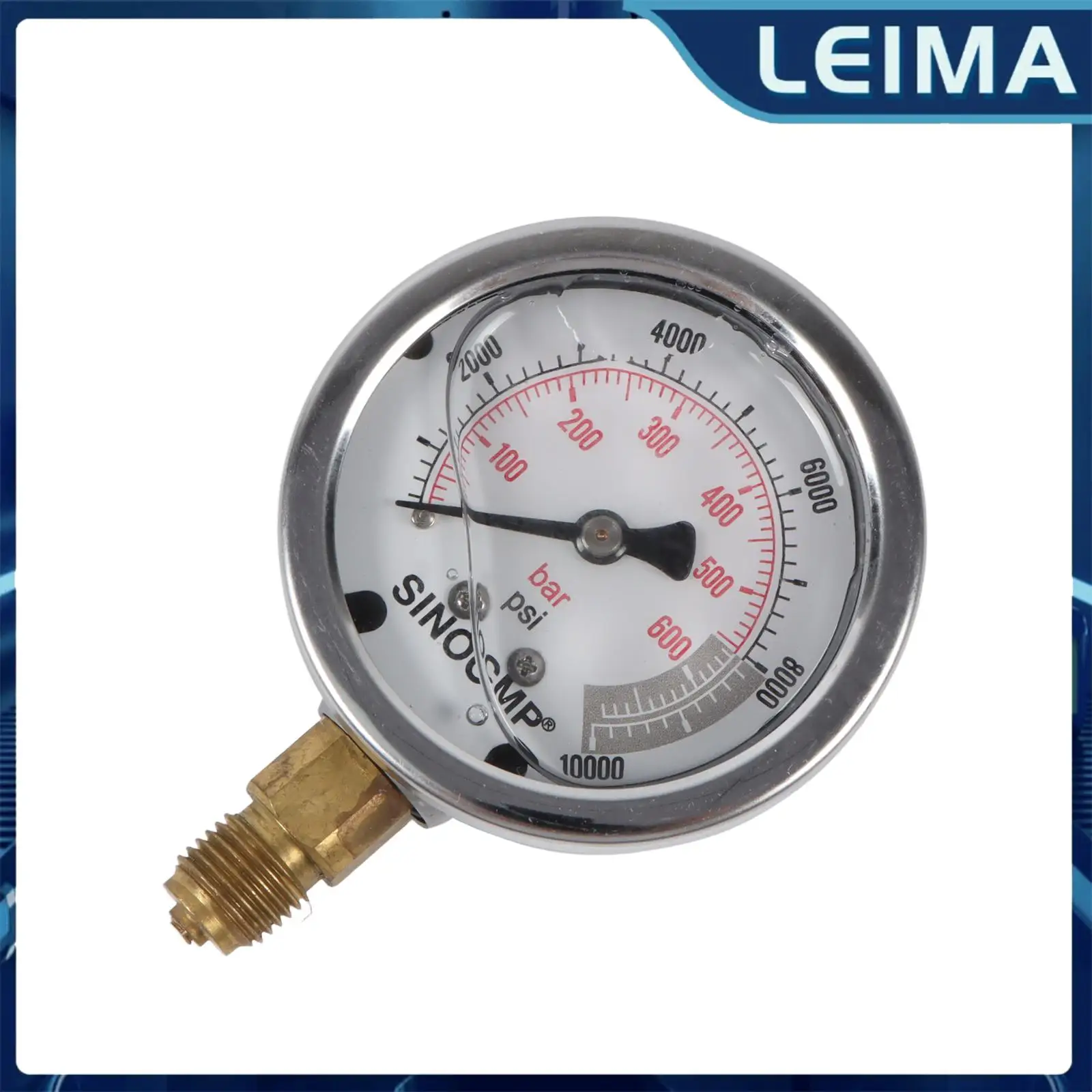 Hydraulic Pressure Gauge 60Mpa 600Bar 10000Psi Hydraulic Air Gas Water Oil Pressure Measuring Tool Manometer For Pump Compressor