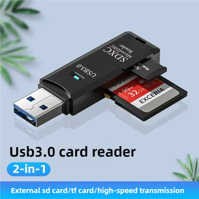 2-in-1 USB Card Reader, SD/TF Memory Card Adapter, USB Flash Drive for PC Laptops
