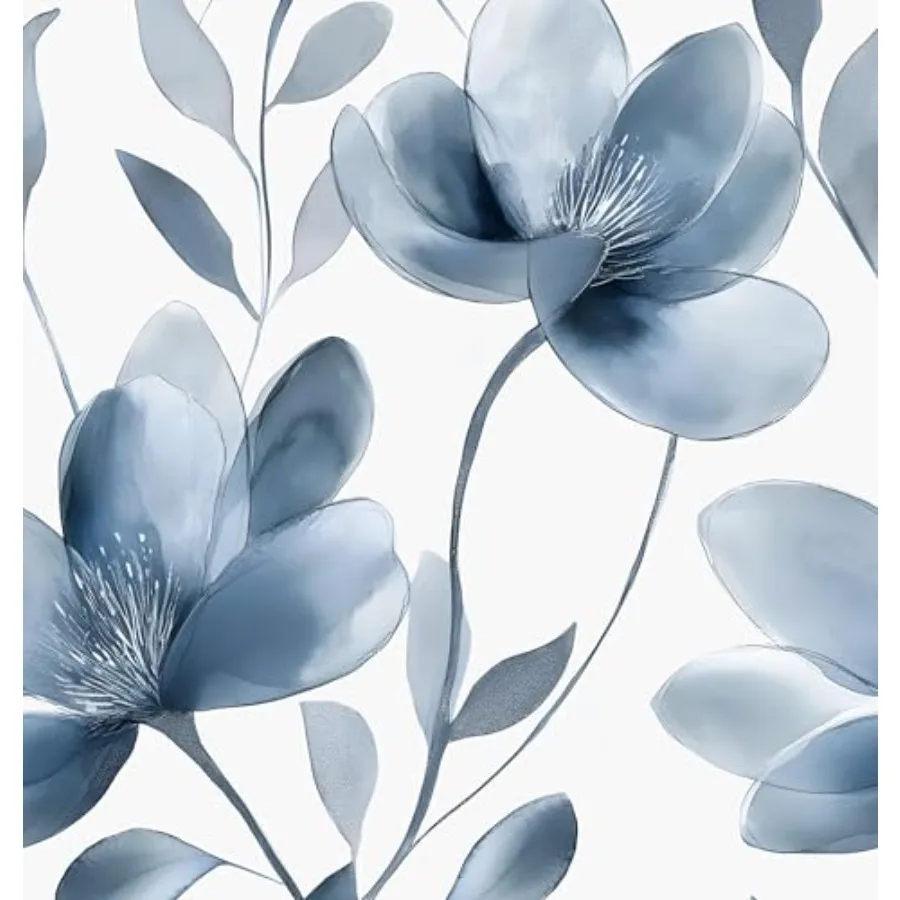 

Peel and Stick Wallpaper Light Flower White Contact Paper 17.5in x393.7in Modern Watercolor Wall Paper Vinyl Waterproof Self Ad