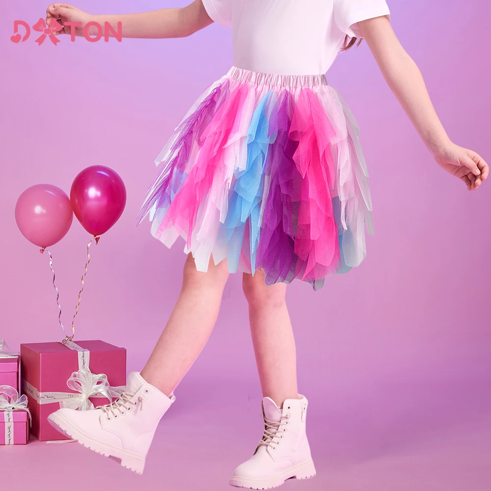 

DXTON Baby Girls Tutu Irregular Skirt Tulle Mesh Ballet Dance Fluffy Princess Skirt Kids Cake Pettiskirt Colorful Children Skirt