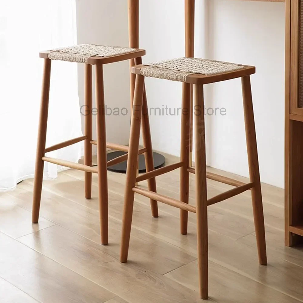 

Wooden Nordic Dining Chairs Aesthetic Minimalist Salon Hairdressing Nordic Bar Stools Office Balcony Cadeira Library Furniture