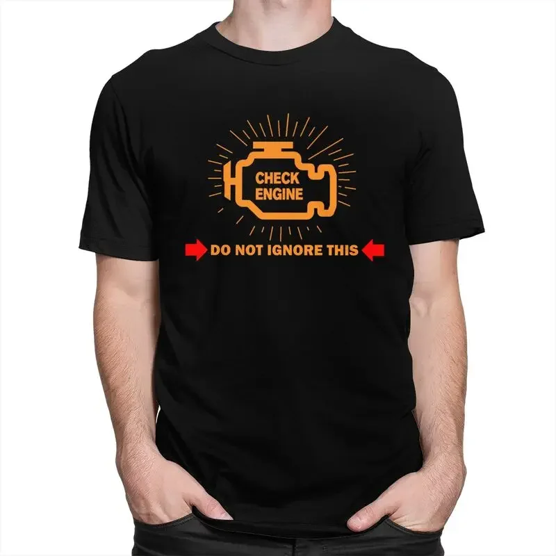 Check Engine Light Do Not Ignore Graphic Tee Short Sleeve Cotton T-Shirt Casual Tops for Men