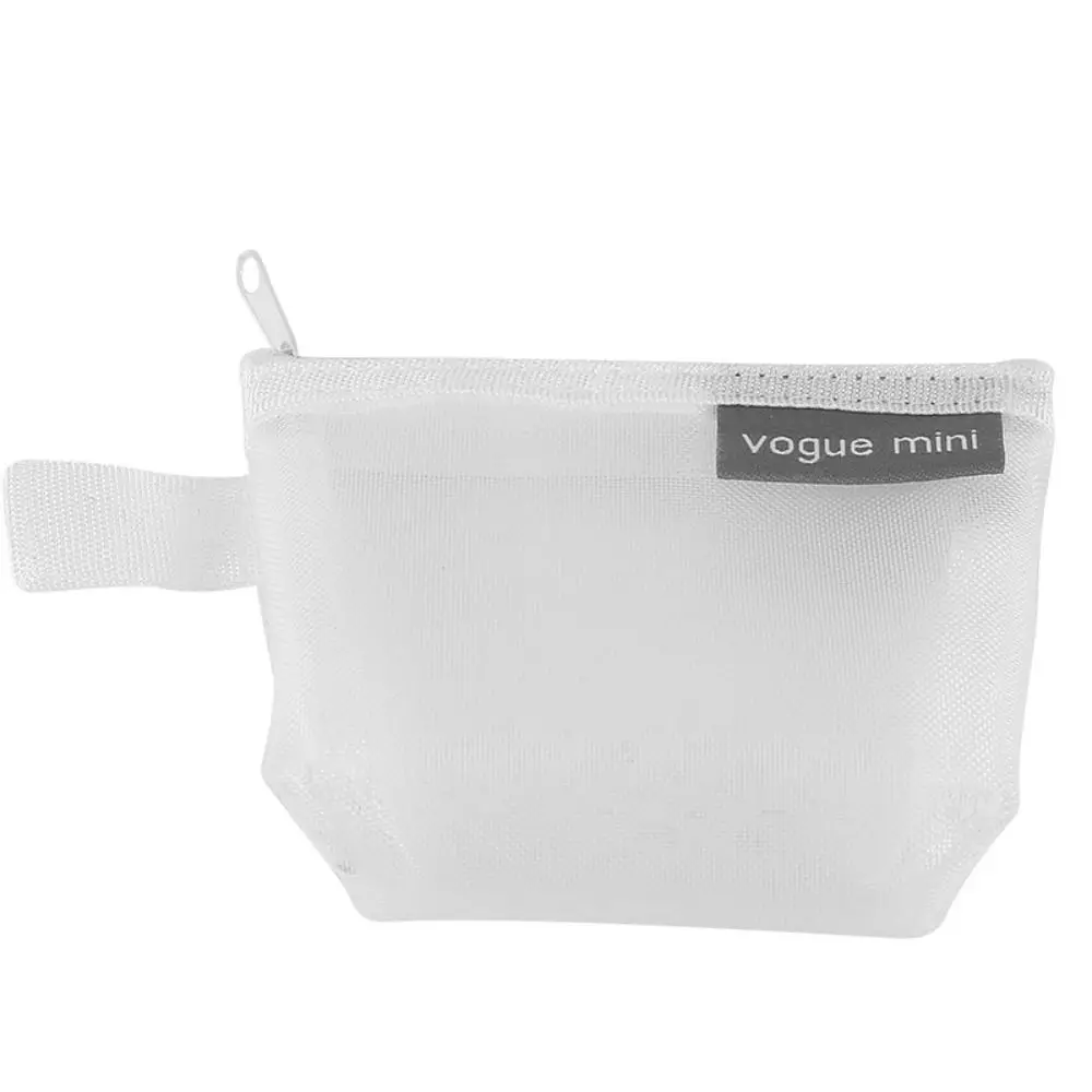 

Нейлоновая прозрачная сетчатая сумка для хранения губной помады, сумка для мелких предметов, мини-кошелек для монет, косметичка, однотонная косметичка для улицы