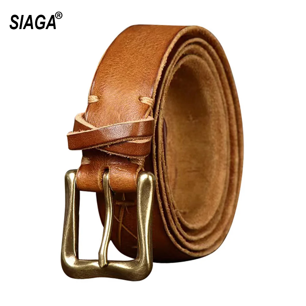 

Top Quality Design Brass Pin Buckle Pure Cow Skin Leather Belts for Women 3cm Width