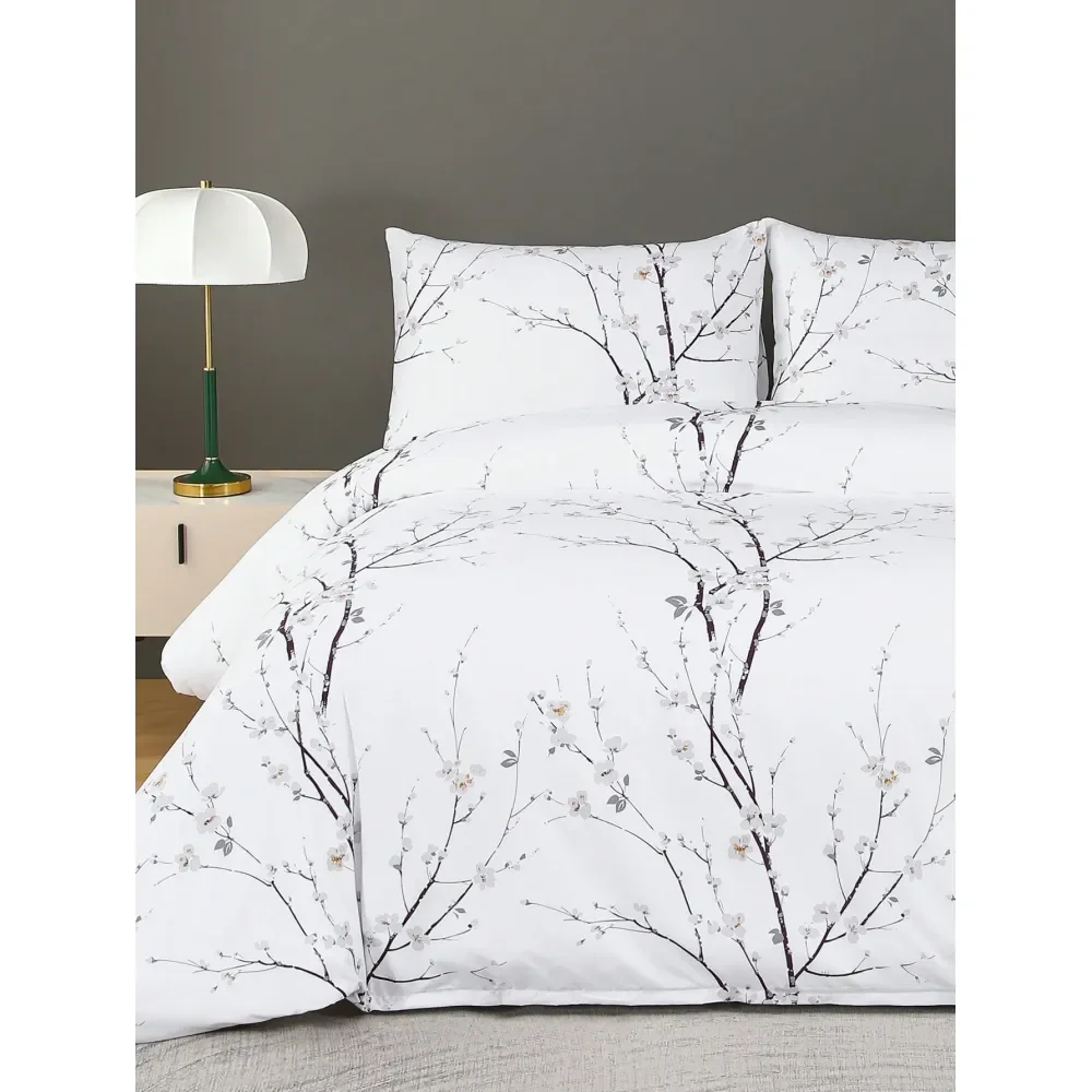 

Bedding Set, Microfiber Brushed, Geometric Figures Floral Patterns, 1 Duvet Cover 2 Pillow Shams