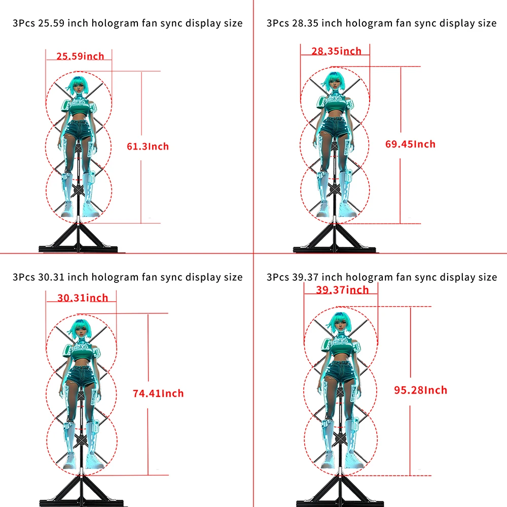 3 قطعة جهاز عرض هولوجرام فيديو جدار مزامنة الإعلان جهاز عرض هولوجرام ثلاثية الأبعاد led مروحة عرض للحدث للعام الجديد #2