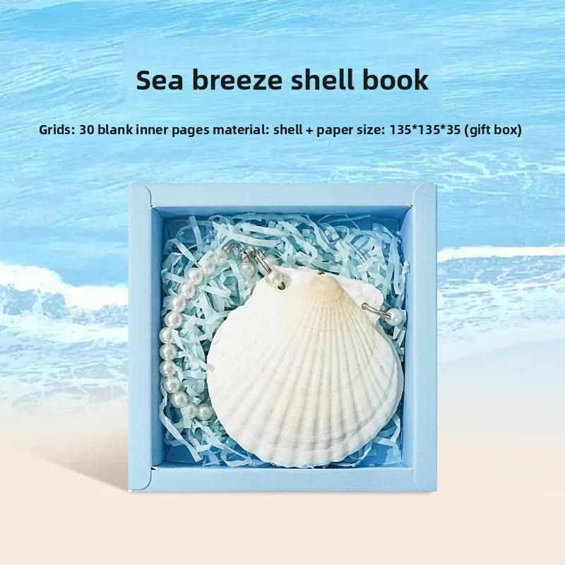 Pure White Natural Seashell Handmade Eco Friendly Beach Souvenir Premium Mini Journal Notebook for Portable Note Taking