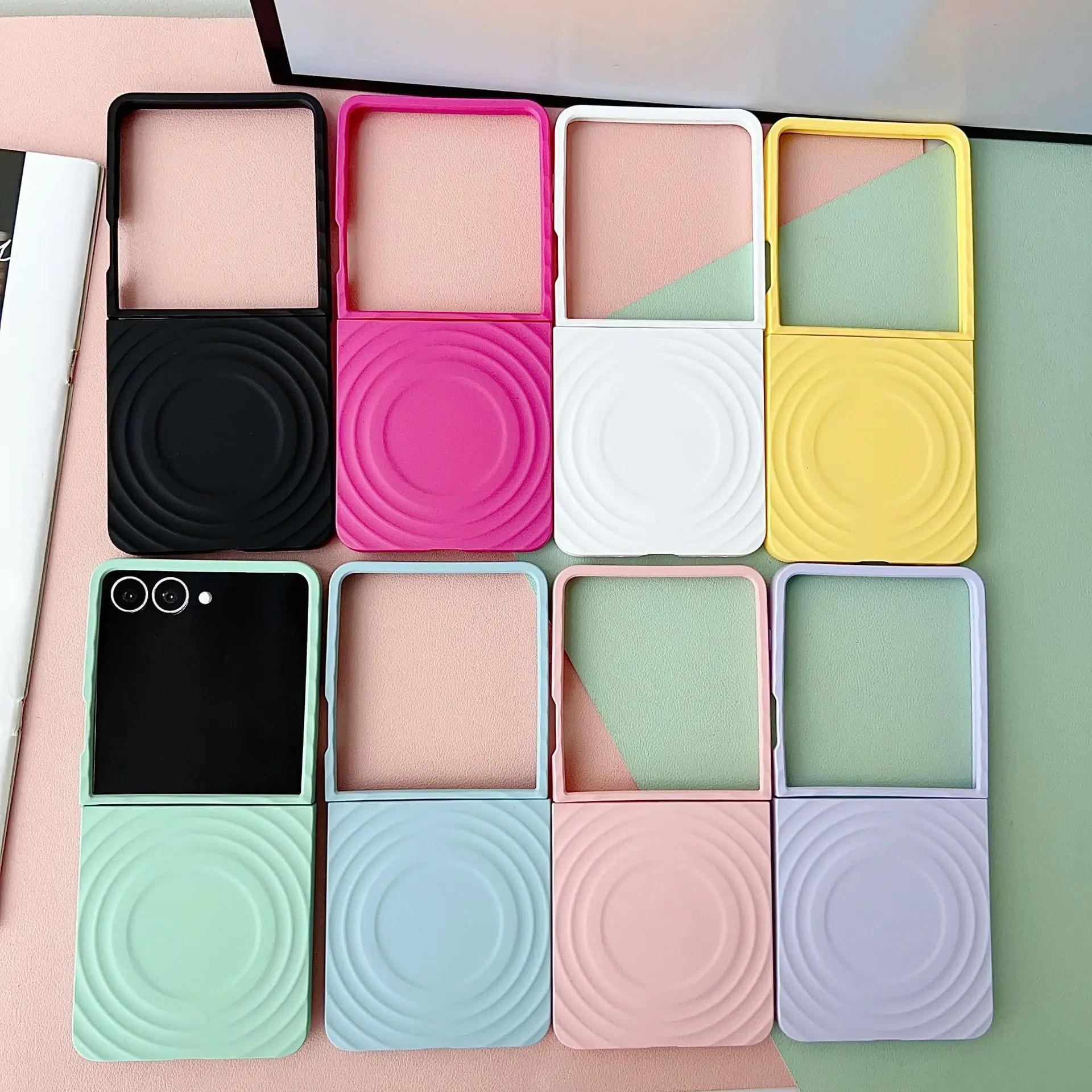 

Ripple Pure Color Phone Case for Samsung Galaxy Z Flip 7 6 5 4 Protective Back Cover for ZFlip5 ZFlip6 ZFlip7 Case Shell