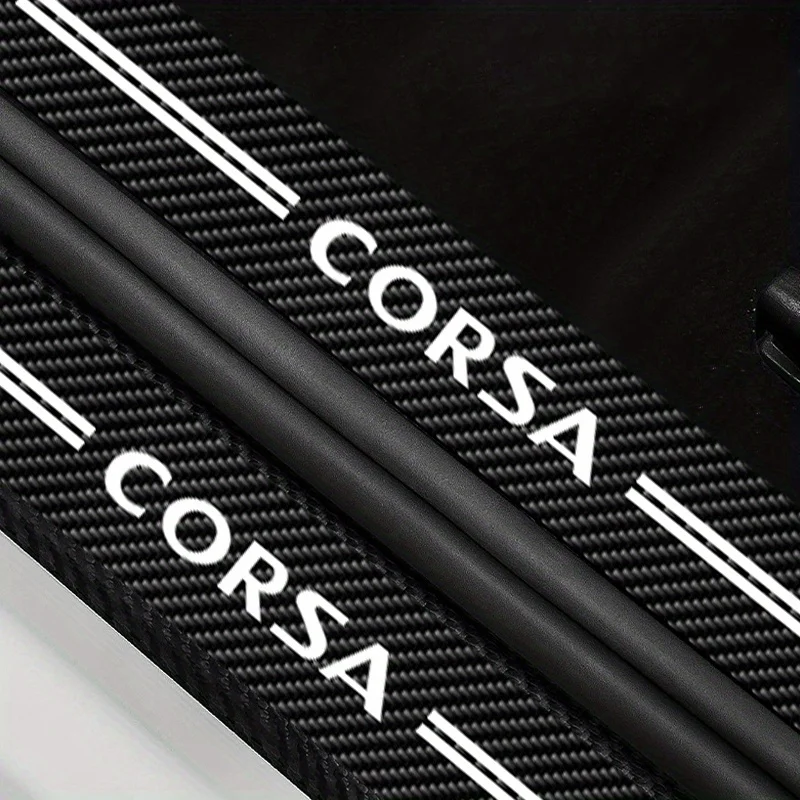 

4 шт., наклейки на порог, подходят для Opel CORSA, коврик на порог автомобиля, защита от царапин, защитная наклейка на порог