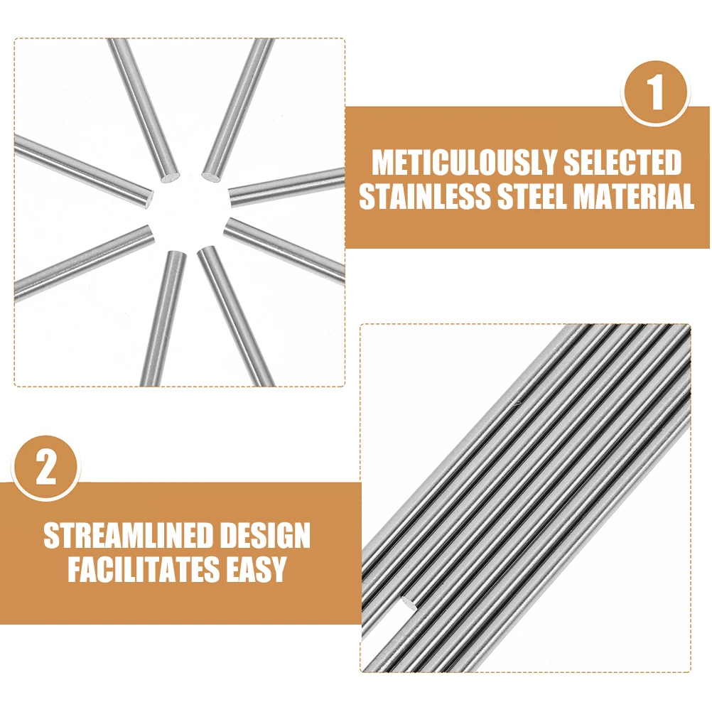 

8pcs Stainless Rod Pins 3x200MM Knitting Crocheting Essentials Accessories Crochet Blocking Pins Metal Pegs Craft Supplies