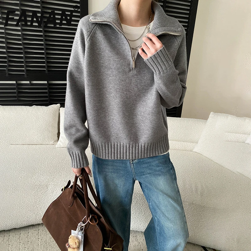 

FANAN Minimalism Woolen Knitting Pullover Sweater For Women Turtleneck Long Sleeve Fit Coats Female Tops 2025 Winter New