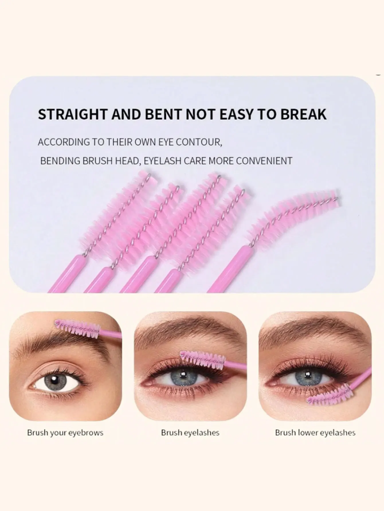 Eyelash Extension Brush Kit-Disposable Lash Spoolies, Micro Swabs, Lip Gloss Brushes 3-in-1 Set, 300 pcs
