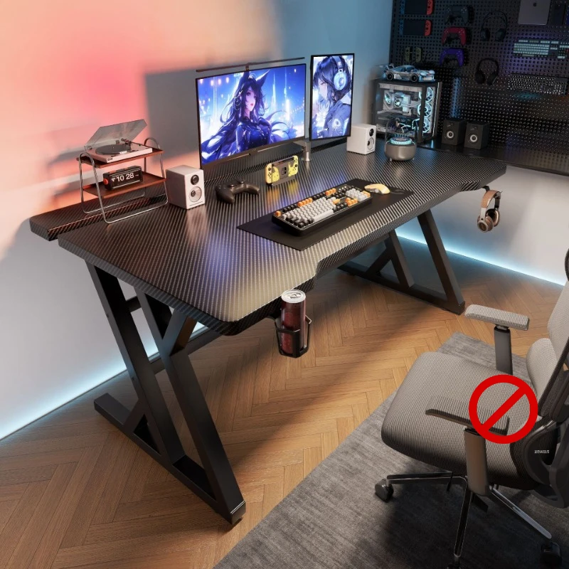 Carbon Fiber Gaming Desk Clamp Arm Two Segment Home Office Solid Wood Desktop Minimalist Bedroom Computer Desk for Gamers