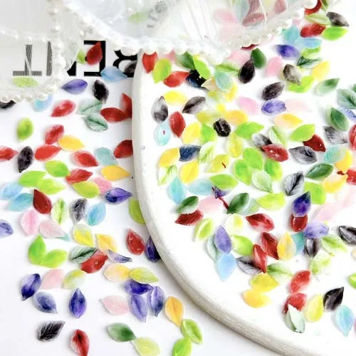 100pcs Green Leaf Nail Charms Multi Colors Resin Simulation Leaf Resin Nail Accessories Nails Art Decorations DIY Crafts