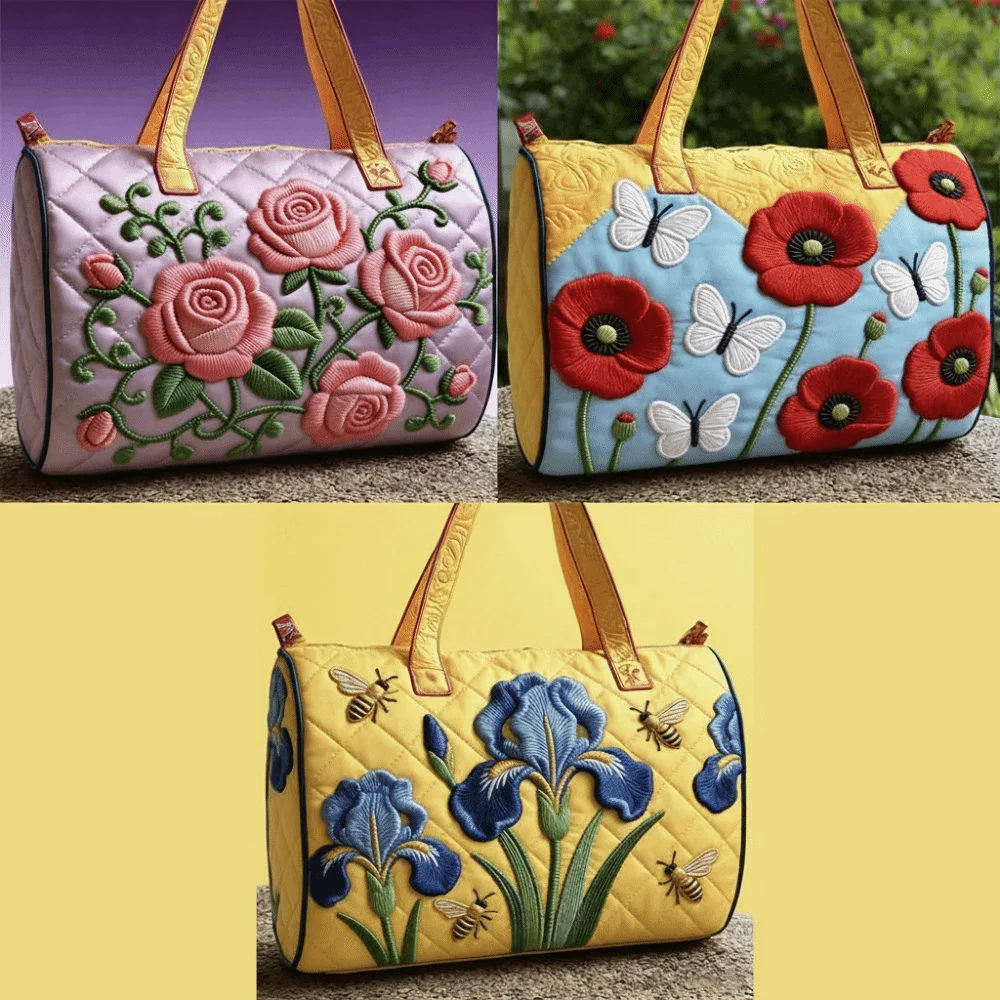 

Сумка-даффл с плечевым ремнем, стеганая, с 3D-вышивкой, большая вместимость, для коротких поездок, с пейзажным узором, сумка-тоут