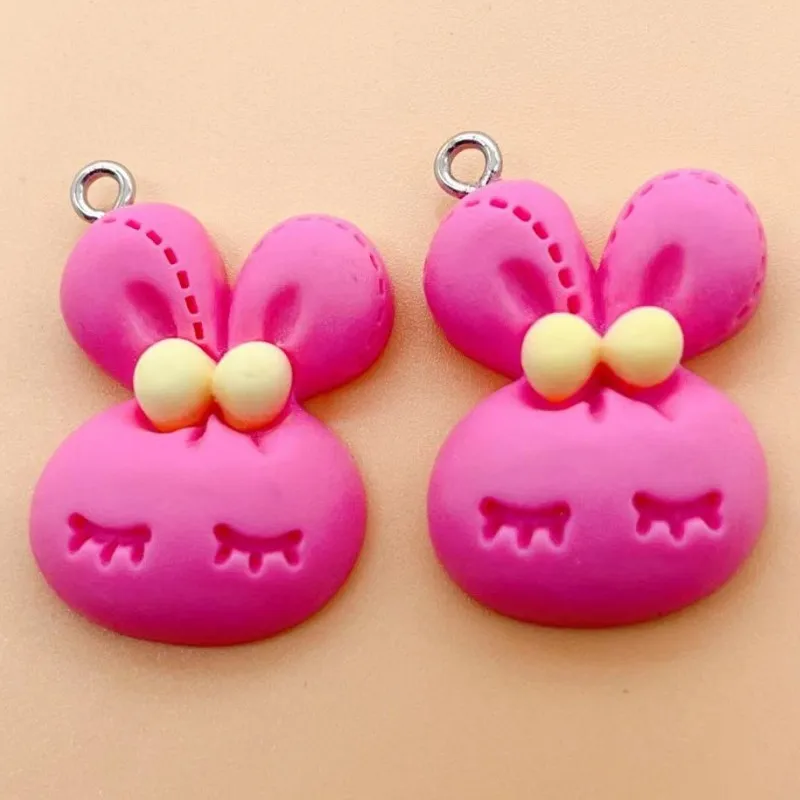 10pcs 6 colors Cute Rabbit  Resin Charms Diy Pendant Necklace Earring Ornament Bead Jewelry Accessory