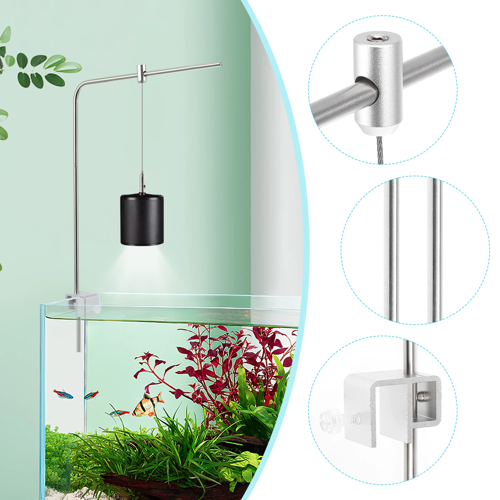 

1set 1Set Fish Tank Light Rack Silver Adjustable Aluminum Alloy Durable Lamp Rack For Aquarium Hanging Bracket Lighting Setup