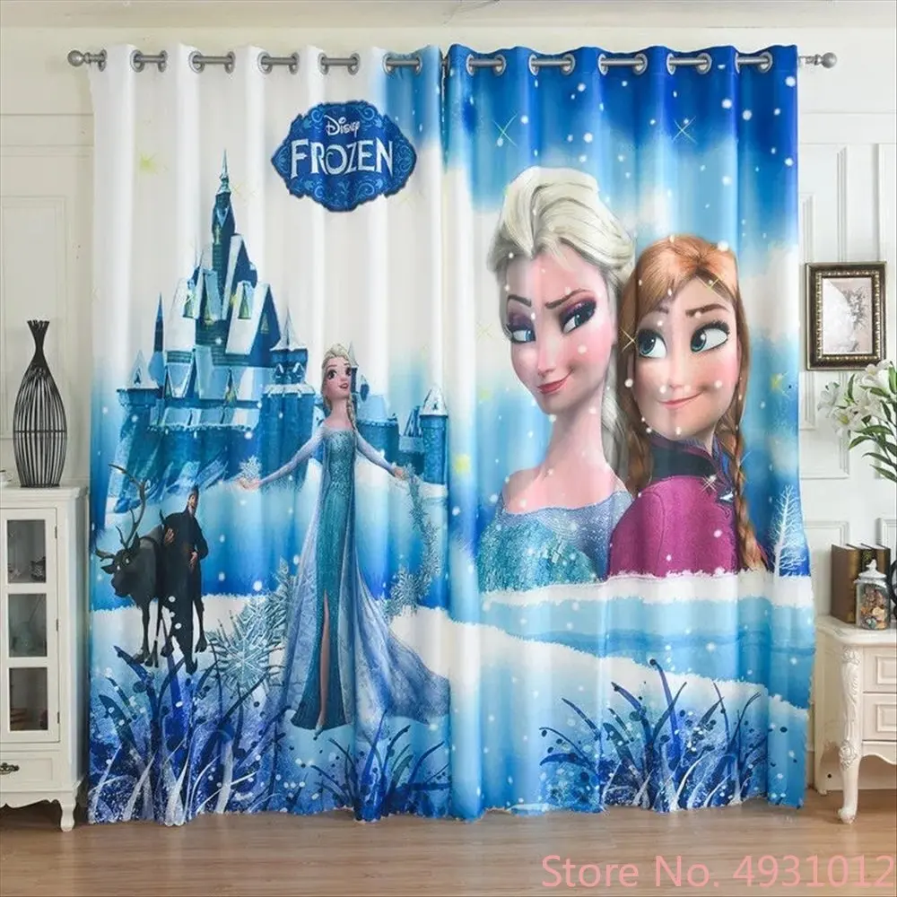 Disney Princess Frozen Elsa Print Blackout Curtain Living Room Bedroom Children's Room Bay Window Fabric Drapes Decoration