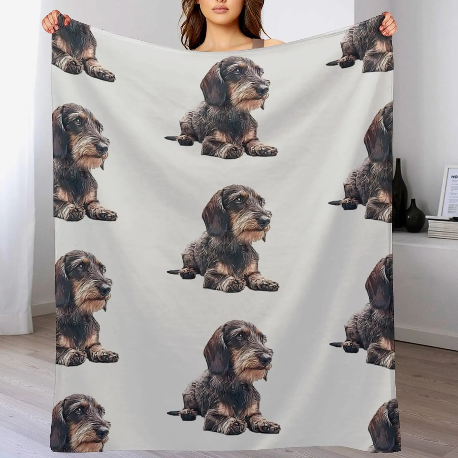 Dachshund Wire Haired Throw Blanket Lightweight Cozy Blanket for Bed Sofa