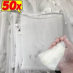 50Pcs Portable Soap Foaming Net Mesh Face Body Wash Soap Foaming Bathing Net Bag Bathroom Soaps Exfoliating Mesh Bags for Shower