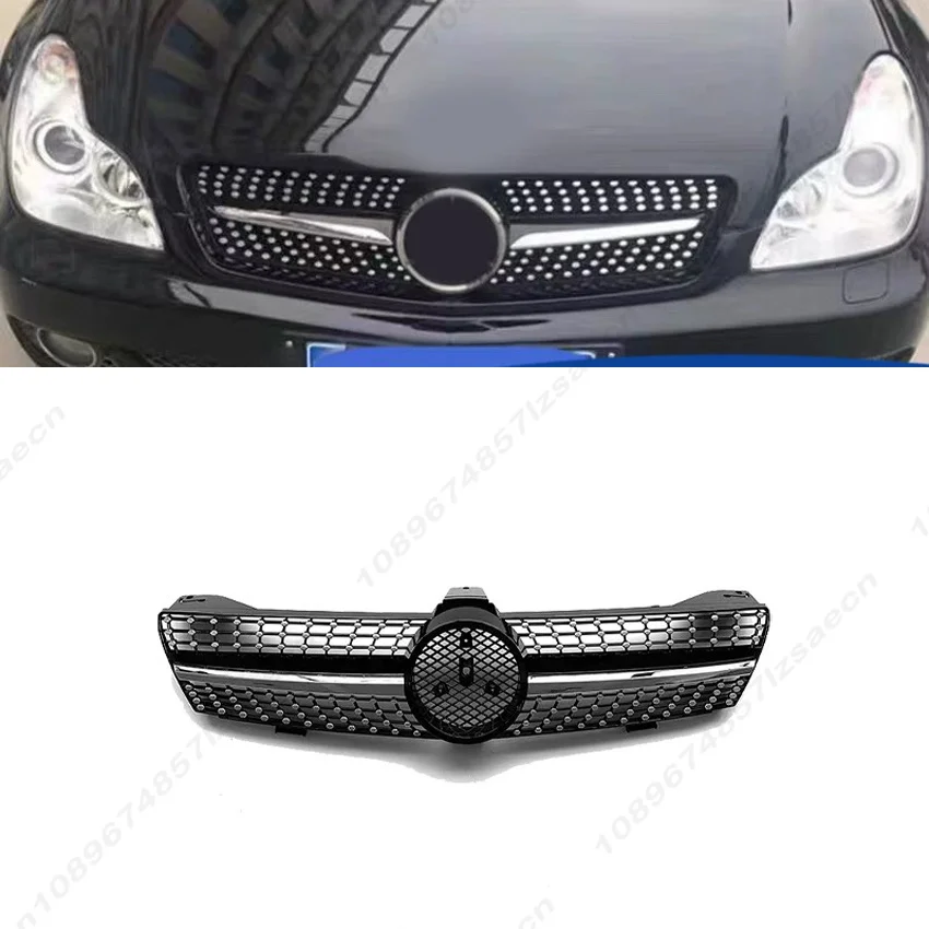 Chrom-Silber Diamanten-Stil Stoßstangengrill für Mercedes Benz CLS-Klasse W219 CLS350 CLS500 2009-2011 AMG GTR Style Kühlergrill