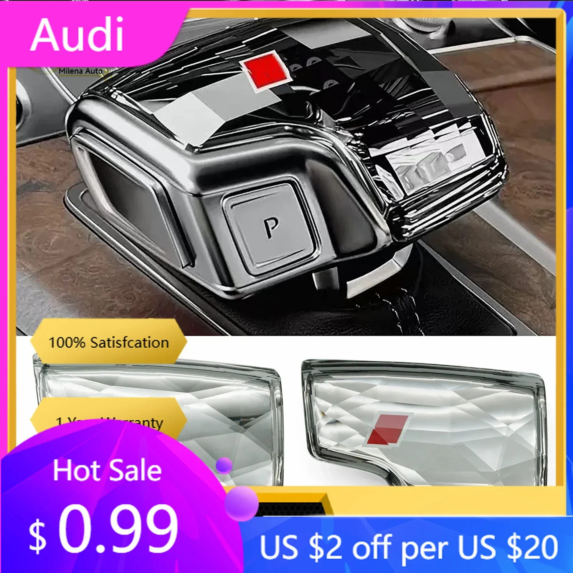 

Car Stickers A4 A6 For Audi For Audi A4B9/A6C8 Aircraft Crystal Gear Lever Cover Shift Handball Upper Cover