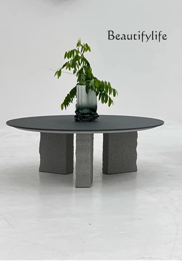 Light luxury designer modern simple living room round table tea table Italian minimalist marble advanced