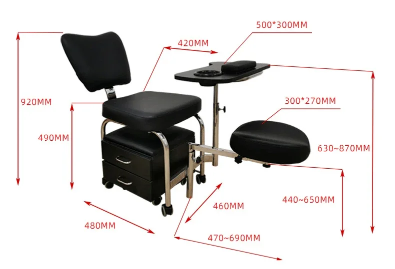 Luxury Salon Equipment Furniture Package Manicure Table Nail Desk Chair Throne Pedicure Chairs Clear Black Top Metal Wood