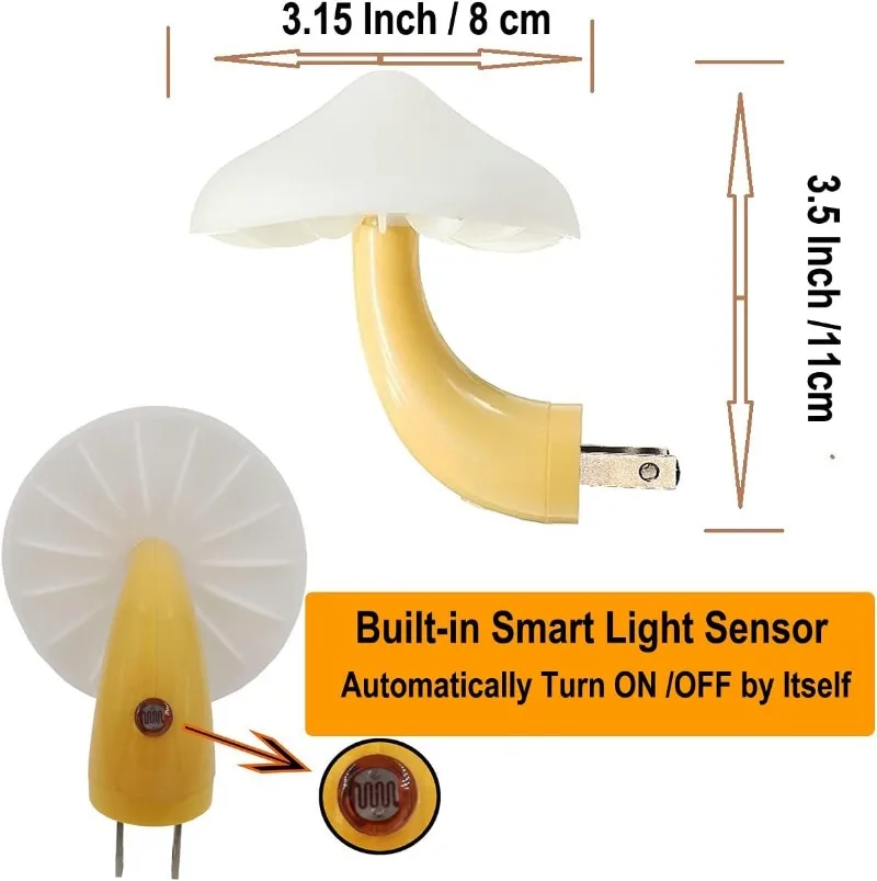 LED Nachtlicht Plug in Lampe 7-Farben-Änderung niedlichen Pilz Lichtsensor Nachtlichter für Erwachsene Kinder Nachtlicht