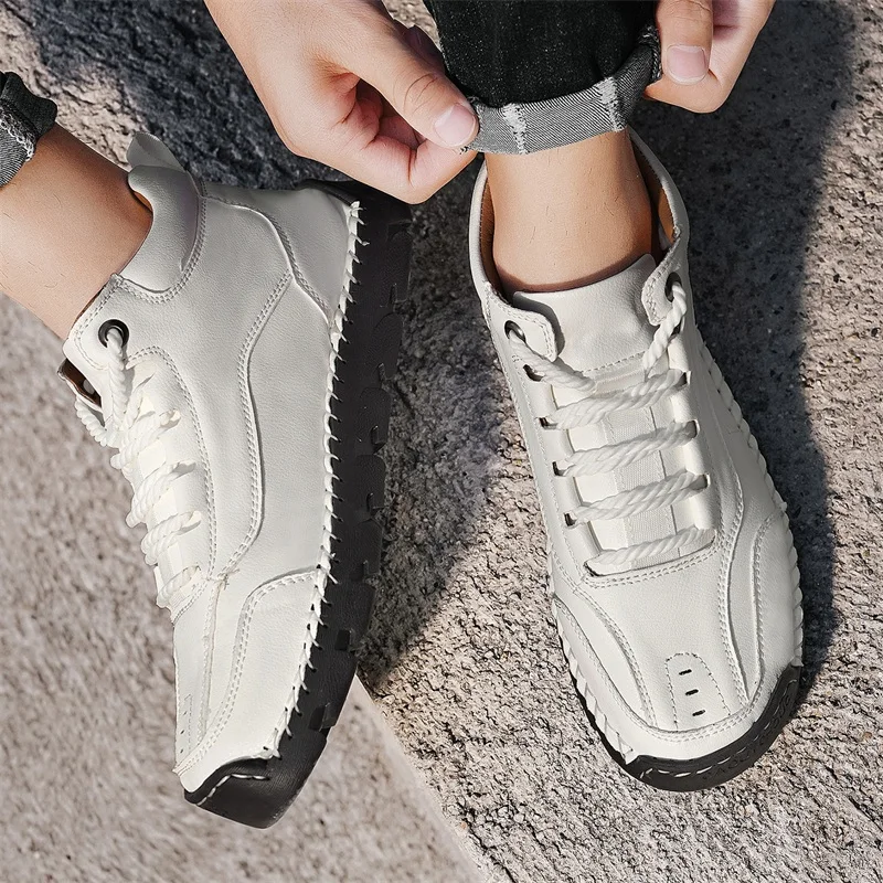 

Men's handmade casual shoes Comfortable autumn and winter styles Work Office Business Adult quality shoes 38-48 White Versatile