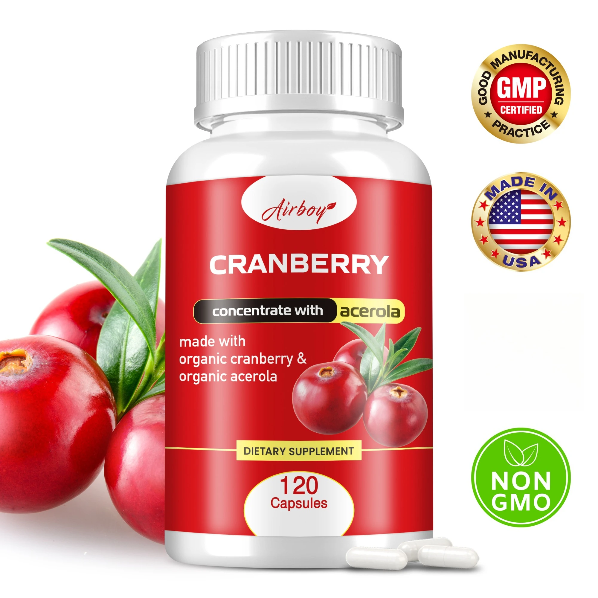 

Cranberry Capsules - Cleansing, Protect The Urinary Tract, Supports Bladder and Kidney Health, Promotes Metabolism, Antioxidant