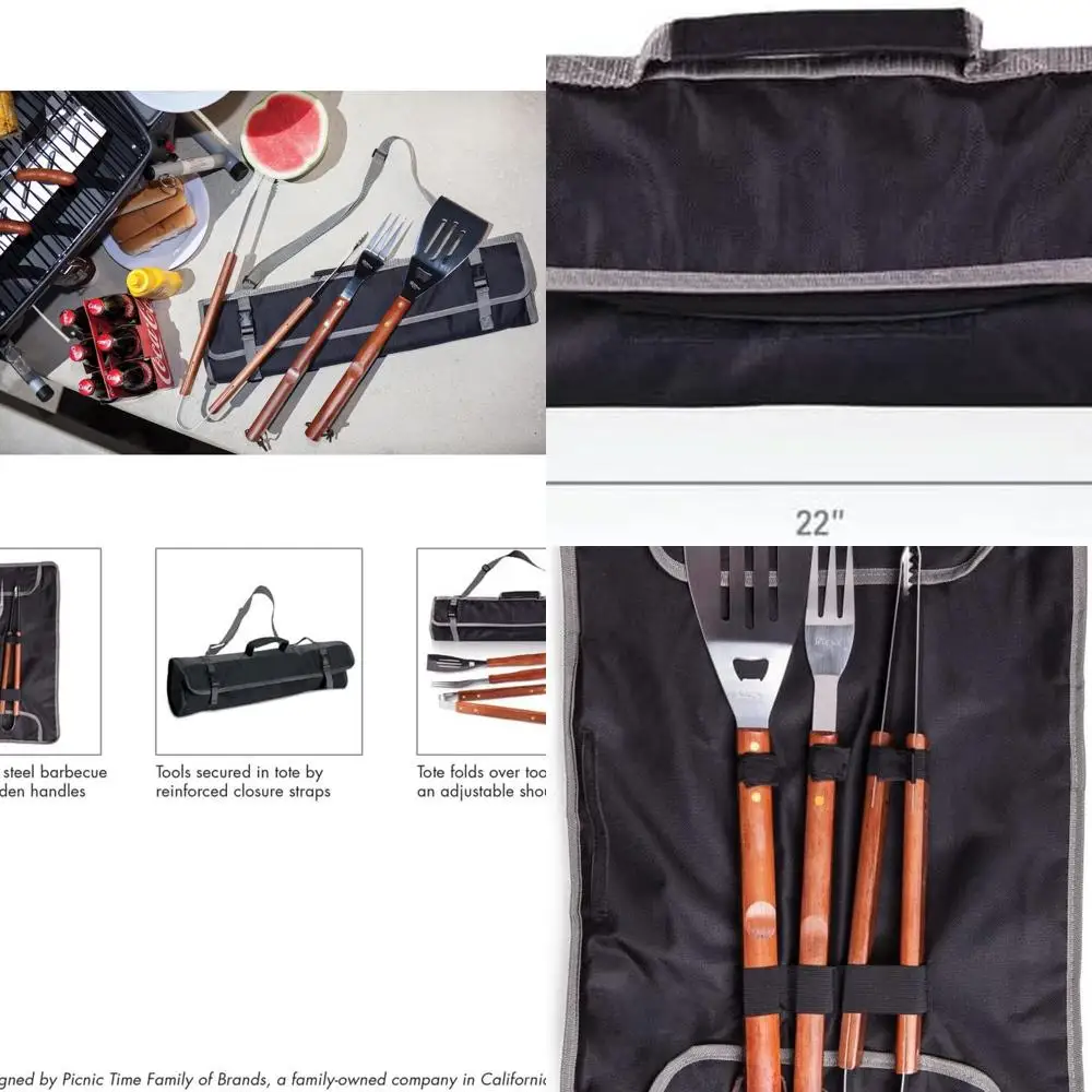 

Texas Longhorns 3-Piece BBQ Set with Case, Spatula, Fork, and Tongs in Black and Gray