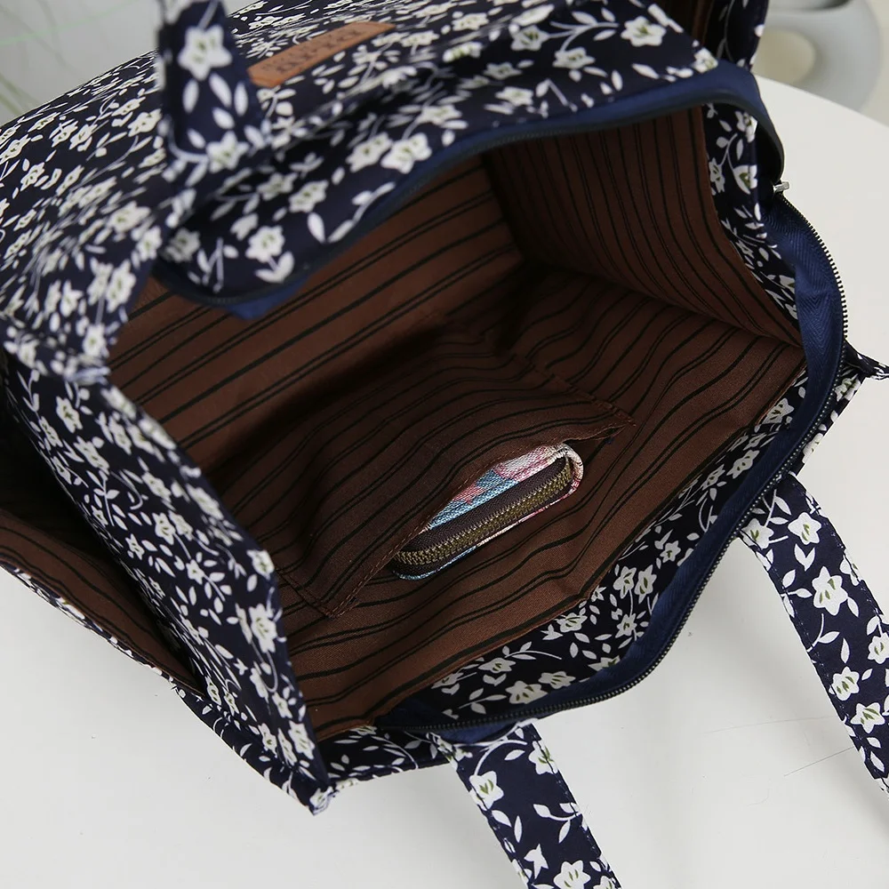 Neue Handtasche aus verdicktem Stoff mit Blumenmuster, Lunch-Tasche, tragbare Lunchbox-Aufbewahrungstasche, Reißverschluss-Design, multifunktionale Tragetasche – Detail 15