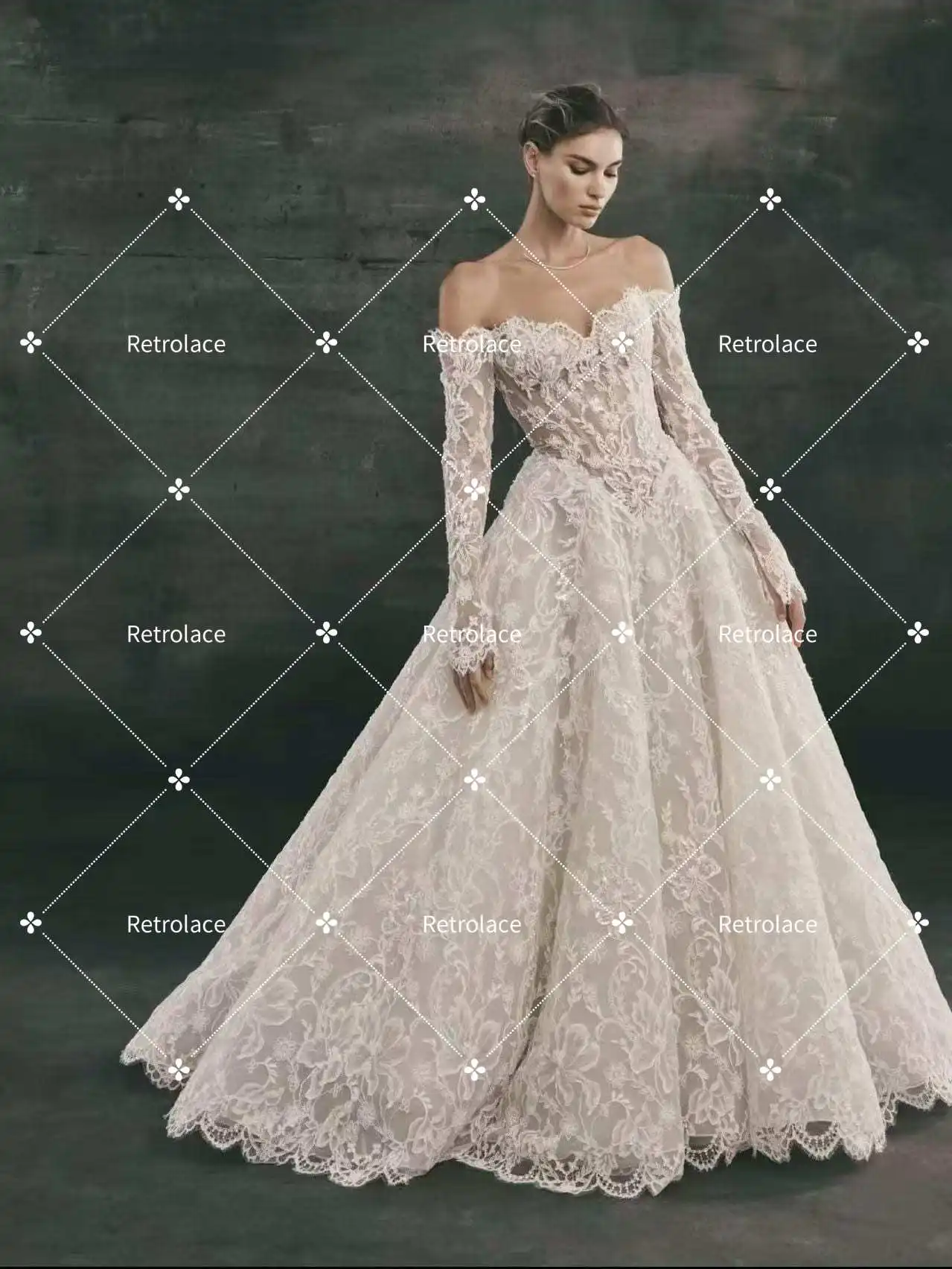 1 Yard 3D Beaded Haute Couture Fabric with Pearl and Clear Sequin  , Off White Bridal Gown Wedding Dress Fabric view 2