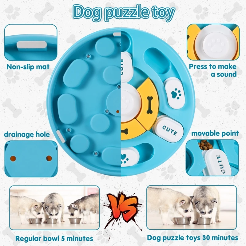 Pet Puzzle Toys Dog Slow Feeder Interactive Puppy IQ Training Food Dispenser Slow Eating Non-Slip Bowl for Pet Cat Dogs Game