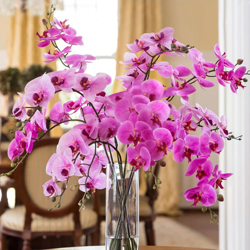 High Quality Artificial Butterfly Orchid Real Touch Fake Flowers Moth Orchid for New House Home Wedding Festival Decor