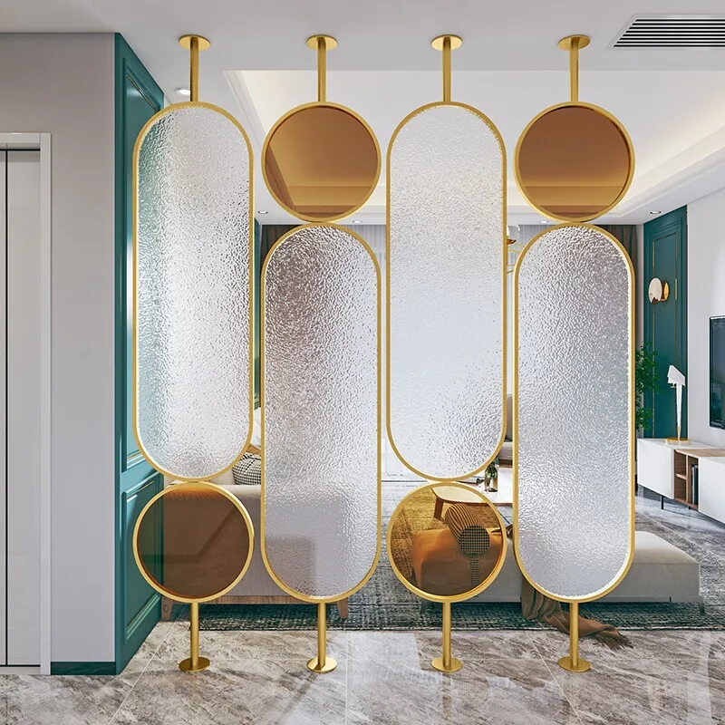 Light luxury Changhong tempered glass screen office beauty salon rotatable partition wall entry entrance living room shelter