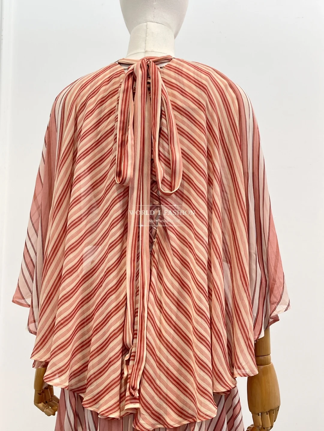 2026 New High Quality Elegant Red Striped Print Lace-up Ruffles Spring Summer Women Beach Style Cut Out Maxi Dress